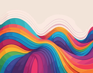 Poster - Abstract Background with Gradient Color Wave Pattern. 3D Wavy Rainbow Lines. Vector Geometric Design Elements