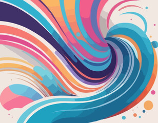 Poster - Abstract Gradient Lines. Vector 3d Fluid Graphic Shapes. Dynamic Liquid Spiral and Curve Colorful Stripes. Digital Graffiti Gradient Confetti Design
