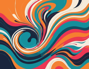 Poster - Abstract Background with Dynamic Colorful Swirl Line Shapes. Vector Geometric Pattern with Squiggle Gradient Elements