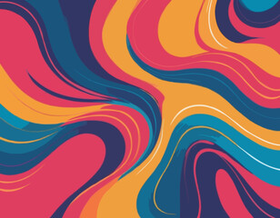 Poster - Abstract Background with Dynamic Colorful Swirl Line Shapes. Vector Geometric Pattern with Squiggle Gradient Elements