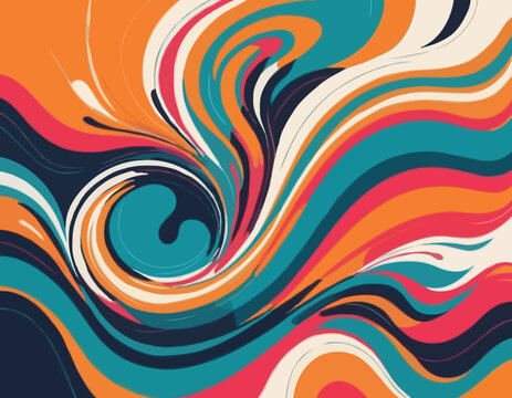 Abstract Background with Dynamic Colorful Swirl Line Shapes. Vector Geometric Pattern with Squiggle Gradient Elements