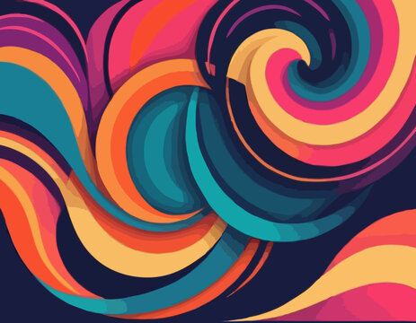 Abstract Background with Dynamic Colorful Swirl Line Shapes. Vector Geometric Pattern with Squiggle Gradient Elements