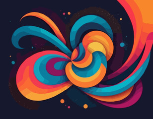 Poster - Abstract 3D Pattern with Squiggle Gradient Lines. Curve and Dynamic Rainbow Shapes on a White Background. Bright Colorful Carnival Party Ribbons