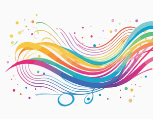Poster - Abstract 3D Pattern with Squiggle Gradient Lines. Curve and Dynamic Rainbow Shapes on a White Background. Bright Colorful Carnival Party Ribbons