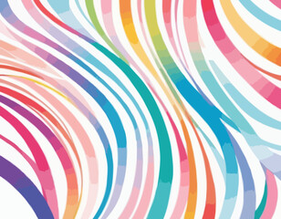Poster - Abstract 3D Pattern with Squiggle Gradient Lines. Curve and Dynamic Rainbow Shapes on a White Background. Bright Colorful Carnival Party Ribbons