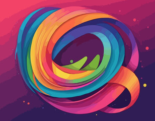 Poster - Color Waves with Rainbow Gradient. Abstract Modern Shapes. Vector Background with Color Dynamic Ribbon. Flowing Spiral Strokes. Colorful Line Art.