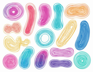 Poster - Set of Gradient Lines in Doodle Style. Abstract 3d Graphic Design Elements. Vector Color Squiggle Shapes