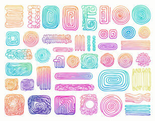 Poster - Abstract Backgrounds with Color Squiggle Lines. Rainbow Gradient Design Elements