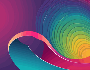 Poster - Abstract Background with Color Gradient Line Pattern. 3D Shape Graphic Element. Vector Design with Curve and Spiral Ribbon Waves