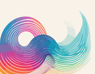 Poster - Abstract Background with Color Gradient Line Pattern. 3D Shape Graphic Element. Vector Design with Curve and Spiral Ribbon Waves
