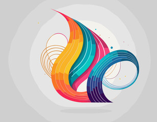 Poster - Abstract Background with Color Gradient Line Pattern. 3D Shape Graphic Element. Vector Design with Curve and Spiral Ribbon Waves