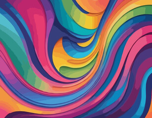 Poster - Color Shapes with Rainbow Gradient. Abstract Modern Fluid Waves. Vector Background with Color Dynamic Ribbon. Flowing Spiral Strokes. Colorful Line Art