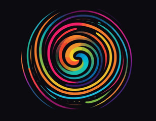 Fototapete - Black Posters with Color Gradient Lines. Abstract Dynamic Colorful Shapes on Dark Background.
