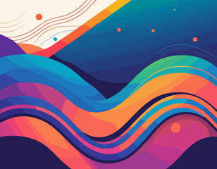 Poster - Abstract Background with Dynamic Colorful Line Shapes. Vector Geometric Pattern with Squiggle Gradient Elements.