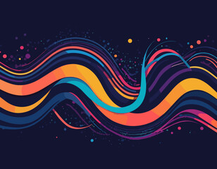 Poster - Abstract Background with Dynamic Colorful Line Shapes. Vector Geometric Pattern with Squiggle Gradient Elements.