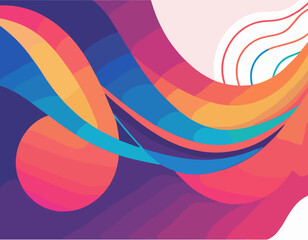 Poster - Abstract Background with Dynamic Colorful Line Shapes. Vector Geometric Pattern with Squiggle Gradient Elements.