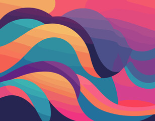 Poster - Abstract Background with Dynamic Colorful Line Shapes. Vector Geometric Pattern with Squiggle Gradient Elements.