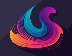 Poster - abstract gradient lines. vector 3d fluid graphic shapes. dynamic liquid curve colorful stripes. mode