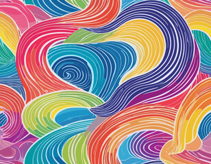 Poster - Abstract Color Rainbow Gradient Shapes Set. Vector Graphic with Wavy Lines in Bright Colors. Colorful Fluid Wave Pattern. Squiggly Design Elements.