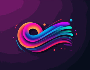 Poster - neon colored gradient 3d lines. color curve fluid shapes. doodle vector frame