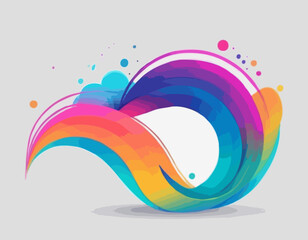 Poster - neon colored gradient 3d lines. color curve fluid shapes. doodle vector frame