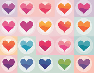 Poster - set of colorful heart shapes in gradient. vector love icons. squiggly heart illustrations for valent