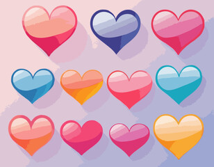 Poster - set of colorful heart shapes in gradient. vector love icons. squiggly heart illustrations for valent
