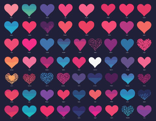 Poster - set of colorful heart shapes in gradient. vector love icons. squiggly heart illustrations for valent