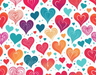 Poster - set of colorful heart shapes in gradient. vector love icons. squiggly heart illustrations for valent