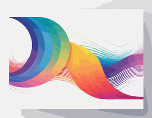 Poster - Posters with Rainbow Colored Gradient Lines. Abstract Dynamic Colorful 3d Shapes on White Background.