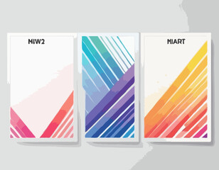 Poster - Posters with Rainbow Colored Gradient Lines. Abstract Dynamic Colorful 3d Shapes on White Background.