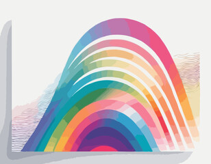 Poster - Posters with Rainbow Colored Gradient Lines. Abstract Dynamic Colorful 3d Shapes on White Background.