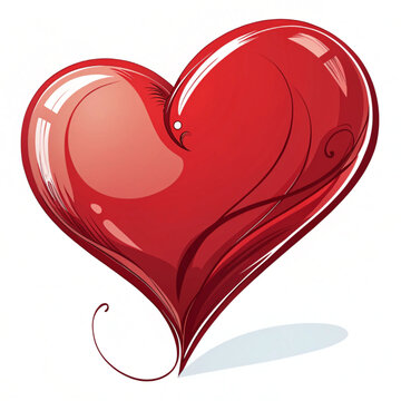 Valentine's Day symbol. Red heart. isolated on white background. Vector illustration.