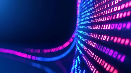 Poster - Big data technology and data science depicted. Data flow concept. Analyzing, visualizing, and querying intricate information. Stock market neural network. Data mining and business analytics.