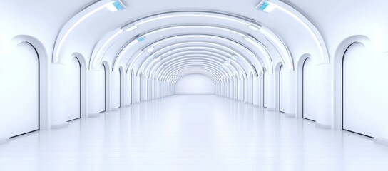 Poster - A 3D illustration of a sleek, glossy room with a white background in an abstract architectural style.
