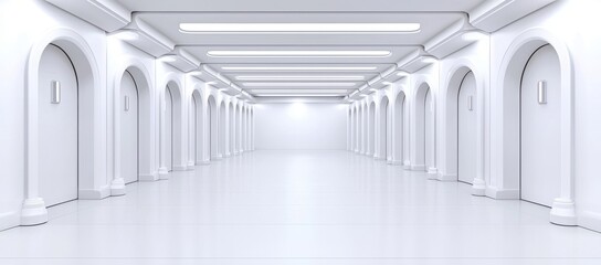 Poster - An abstract architectural rendering featuring a glossy, white-background room in 3D.