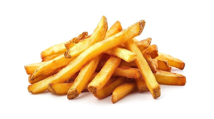Wall Mural - side view on one single french fries pile heap isolated on white background