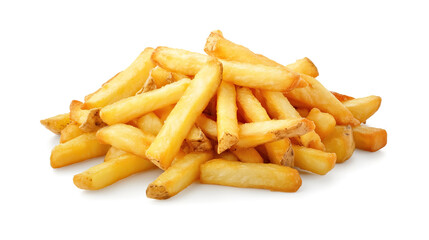 Wall Mural - side view on one single french fries pile heap isolated on white background