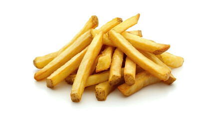 Wall Mural - side view on one single french fries pile heap isolated on white background