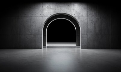 Aufkleber - A simple architectural scene with a bare, rough concrete interior space.