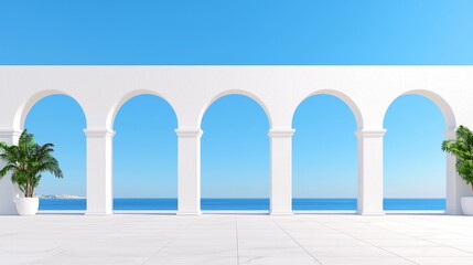 Aufkleber - An abstract architectural backdrop featuring an arched interior in a 3D render.
