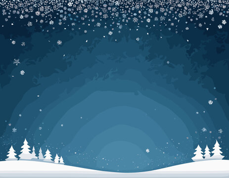 Falling snow on transparent background in paper cut style. Snowstorm clouds overlay effect for Christmas and New Year Design. Vector illustration