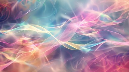 Aufkleber - An abstract background with soft pastel colors and glowing waves of light, creating an ethereal atmosphere. Perfect for design projects, calming visuals, and dreamy or tranquil-themed designs