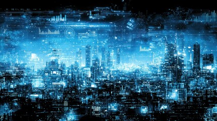 Poster - Futuristic Cityscape: A Symphony of Lights and Data