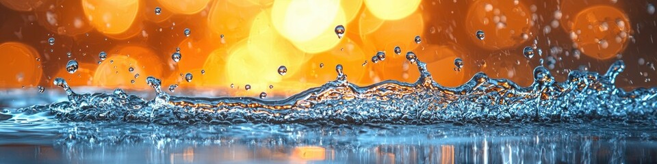Poster - Water splash against blurred lights.