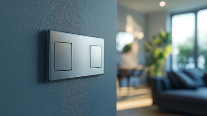 Wall Mural - Modern light switch on a wall in a living room.