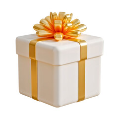 Wall Mural - Stunning White Gift Box with Golden Ribbon Bow for Exquisite Packaging