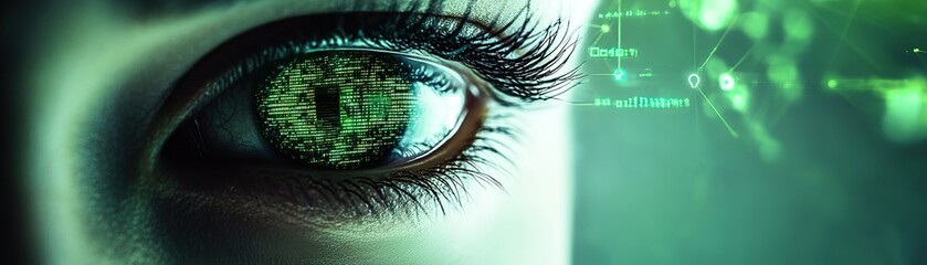 Poster - Digital eye technology innovation futuristic laboratory visual art high-tech environment close-up view cybernetic concept