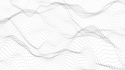 Leinwandbilder - Dynamic wave with many dots. Abstract motion background of dots. Technology or science. 3d rendering 