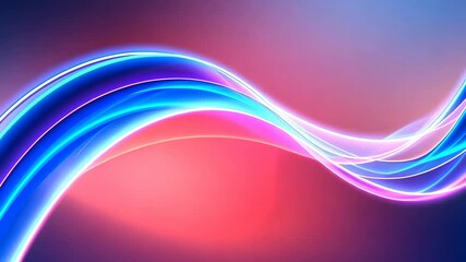 Poster - Dynamic Neon Wave Animation on Pink and Blue Gradient Background. Abstract Flowing Lines. Modern Digital Design Motion Graphics for Technology, Business or Corporate Presentation with Copy Space